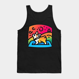 Corgi Yoga Pose Peaceful Sign Retro Colorful Tank Top